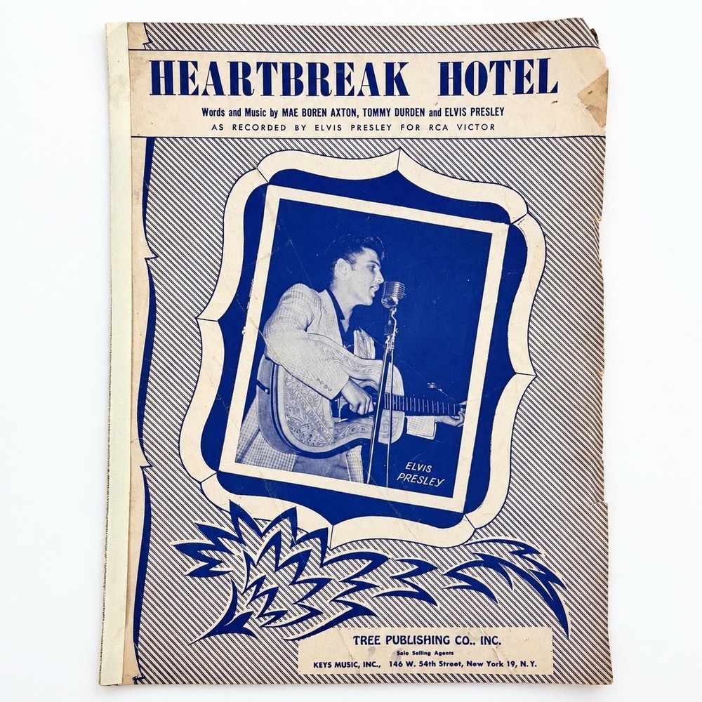 VTG Elvis Presley Heartbreak Hotel 1956 Original Sheet Music Tree Publishing RCA